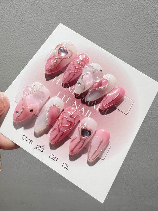 [Lit Nail Art] Y2K Pink Syber Sweetheart